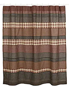 VHC Brands Rustic & Lodge Bath - Beckham Red Shower Curtain 72 x 72