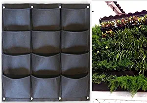 Garden Vertical Planter Multi Pocket Wall Mount Living Growing Bag Felt Indoor/Outdoor Herb Pot, 12-Pocket (3x4)