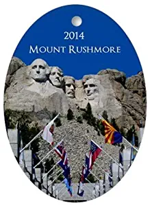 Yilooom Customizable Mt Rushmore Avenue of Flags Flat Ornament -Christmas/Holiday/Love/Anniversary/Newlyweds/Keepsake - 3" in Diameter