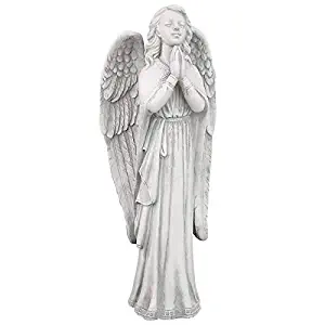 Design Toscano Divine Guidance Praying Guardian Angel Religious Garden Statue, Medium, 13 Inch, Polyresin, Antique Stone