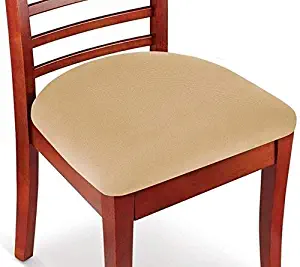 Hoovy Seat Covers Pack of 2 Protective & Stretchable - for Round & Square Chairs (Beige)