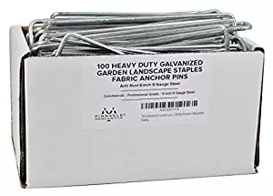 Pinnacle Mercantile 100 Extra Heavy Duty Galvanized Garden Landscape Staples Anchor Anti Rust 6 inch 9 Gauge