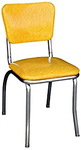 Richardson Seating 4110CIY Retro Chrome Kitchen Chair with 1" Pulled Seat, Null, Cracked Ice Yellow