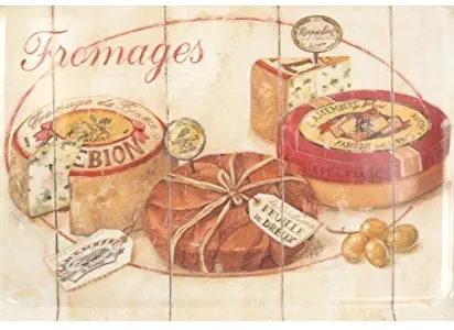 Home Essentials Melamine Serving Tray with Gourmet French Cheese Printed Design, 15 x 6.75",