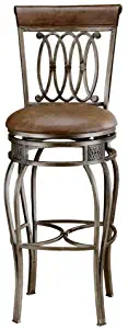 Hillsdale Montello 28-Inch Swivel Counter Stool, Old Steel Finish with Faux Brown Leather