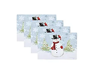 Northeast Home Goods Snowman and Cardinal Fabric Placemats, Set of 4