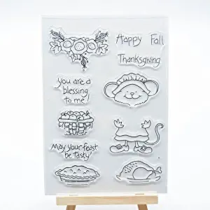 Welcome to Joyful Home 1pc Happy Fall Thanksgiving Clear Stamp for Card Making Decoration and Scrapbooking