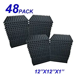 48 Pack Acoustic Foam Panel Wedge Studio Soundproofing Wall Tiles 12" X 12" X 1"