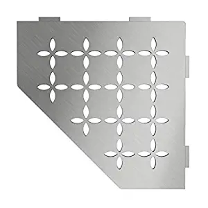 Schluter Systems Pentagon Corner Shelf-E - Floral Design - Brushed Stainless Steel (SES2D5EB) - Kerdi-Line Shower Acessory