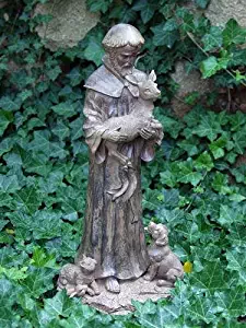 Echo Valley 4122 St Francis Holding Deer 21.75" Tall Lightweight Garden Statue in Rust Finish