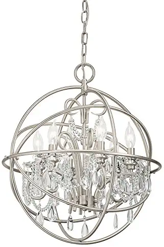 Kichler Lighting Vivian 6 Light Brushed Nickel Clear Glass Globe Chandelier, 19.02-in W