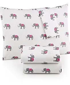 MARTHA STEWART Whim Collection 100% Cotton Sheet Set Lucky Elephants (Full)