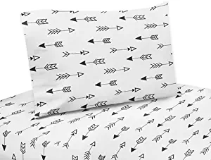 Sweet Jojo Designs 4-Piece Arrow Print Queen Sheet Set for Black and White Fox Bedding Collection