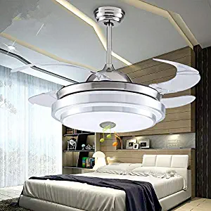 TC-Home 42 inch Bluetooth Speaker Ceiling Fan LED Lighting Kit Retractable & Reversable Blades 3 Light Color Changing w/remote