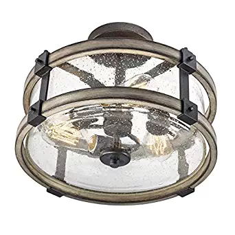 Barrington Anvil Iron and Driftwood Clear Glass Semi-Flush Mount Rustic Light