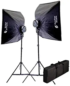 CowboyStudio 2000 Watt Photography and Digital Video Continuous Lighting Kit with Carrying Case - 2 light stands, 2 softboxes, 2 Light Heads, 10 photo bulbs