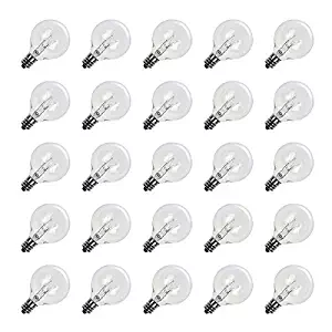 Brightown Clear Globe G40 Screw Base Light Bulbs, 1.5-Inch, Pack of 25