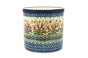 Polish Pottery Utensil Holder - Crimson Bells