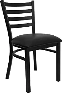 Flash Furniture 4 Pk. Hercules Series Black Ladder Back Metal Restaurant Chair - Black Vinyl Seat