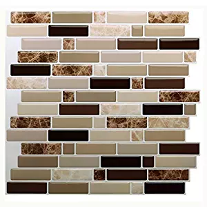 Vamos Tile Premium Anti Mold Peel and Stick Tile Backsplash,Stick On Backsplash Wall Tiles for Kitchen & Bathroom-Self Adhesive-10.62" x 10" (6 Sheets)