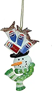 Northlight 4" Glittered Snowman Head Balancing Pepsi Christmas Ornament