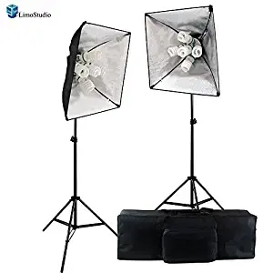 LimoStudio Photography Studio 2000 Watts Output 5 Socket Light Head Softbox Lighting Light Kit Photo Softbox Light with Carrying Case, AGG1762