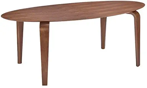 Zuo Modern Oval Top Virginia Key Dining Table, Lovely Foil for Mid-century Chairs, Walnut Color Finish