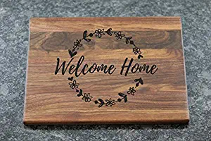 Personalized Wood Chopping Boards Block Serving Platter Welcome Home Client gift housewarming Cutting Board Kitchen (11.5x8.7, Sapele015)