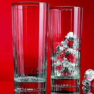 Home Essentials 708 Set of 444; Red Series Striped 14 Oz Highball Glasses