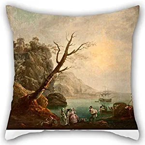 Artsdesigningshop Cushion Cases 20 X 20 Inches / 50 by 50 cm(Twin Sides) Nice Choice for Husband Dance Room Dining Room Girls Christmas Oil Painting Paret Y ALC??zar, Luis - Seascape with Figures