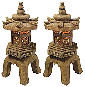 Design Toscano Pagoda Lantern Illuminated Statue (Set of 2)