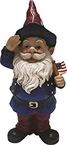 Alpine Corporation ZEN126S Patriotic Gnome Saluting Statue Outdoor Garden, Patio, Deck, Porch-Yard Art Decoration, 12-Inch Tall, Multicolor