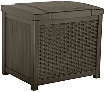 Suncast 22 Gallon Resin Storage Box - Contemporary Indoor and Outdoor Bin Stores Tools, Toys, and Accessories - Mocha Wicker