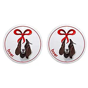 i-zehibho-i Ceramic Round Ornaments (2 Pack) - Goat Christmas Boer Doe Personalized Custom Handmade Holiday Christmas Ornament Ideas 2019, 2.87" in Diameter