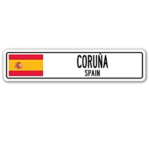 CORUÑA, Spain Street Sign Spaniard Flag City Country Road Wall Gift