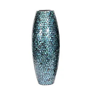 Essential Décor & Beyond EN30700 Capiz Shell On Ceramic Vase, 25.6" x 8.3"