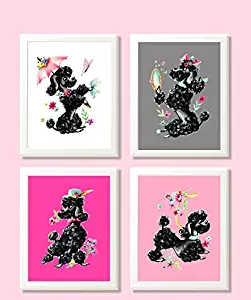 Silly Goose Gifts Vintage French Poodle Wall Art Decor (Set of Four) Paris Decoration