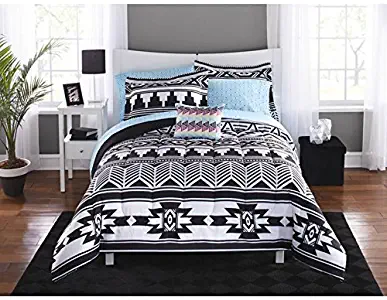 Mainstay Tribal Black and White 8-pc Bed in a Bag Bedding Set (Full)