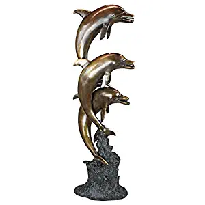 Design Toscano Leaping Dolphins Cast Bronze Garden Statue