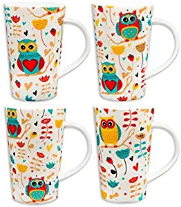 Home Essentials Home Essentials & Beyond 72448 14 oz. Owl Latte Mug, Assorted,