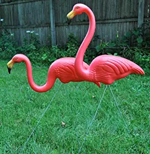 PairathAMZ 2 Pink Flamingo Mini Lawn Ornaments Yard & Garden Art Decor