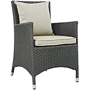 Modway EEI-1924-CHC-BEI Sojourn Wicker Rattan Outdoor Patio Coffee Table, Dining Chair, Antique Beige