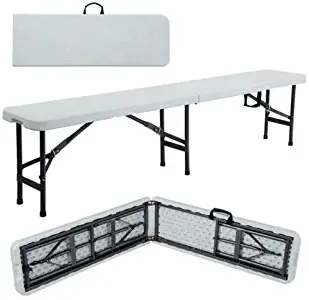 6' Portable Plastic Indoor Outdoor Picnic Party Camping Dining Folding Bench Off-White