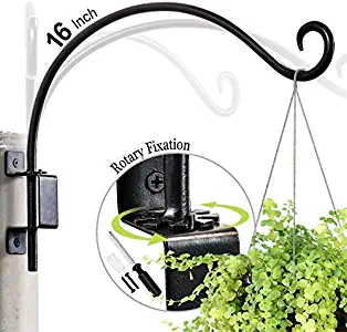 Hand-Forged Swivel Hanging Plant Bracket (16 inches/Black) More Convenient Use and Designed with Rotary Fixation for Wall Plant Hooks