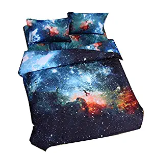 Cliab Galaxy Bedding for Kids Boys Girls Twin Size Outer Space Duvet Cover Set 5 Pieces(Fitted Sheet Included)