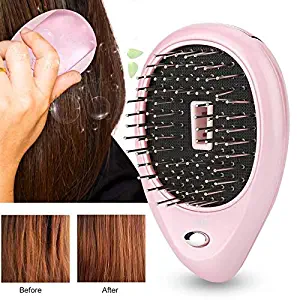 Electric Ionic Hairbrush Mini Anti-Static Scalp Head Massage Comb for Hair Care Hair Growth(Pink)