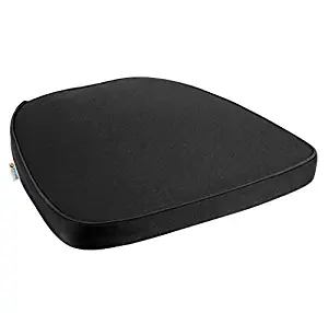 Prime Products Chair Pad | Seat Padded Cushion with a Polycore Thread Soft Fabric, Straps and Removable Zippered Cover (Black)