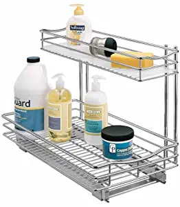 Lynk Professional Sink Cabinet Organizer with Pull Out Two Tier Sliding Shelf, 11.5w x 21d x 14h-Inch, Chrome (Renewed)