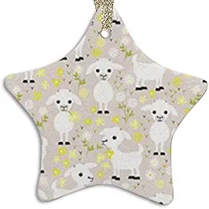 X-Finhao Baby Goats On Grey Ornament (Star) Personalized Ceramic Holiday Christmas Ornament Ideas 2019