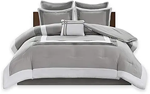 Comfort Spaces Malcom 7 Piece Comforter Set Ultra Soft Microfiber Hypoallergenic Bedding, Queen, Grey